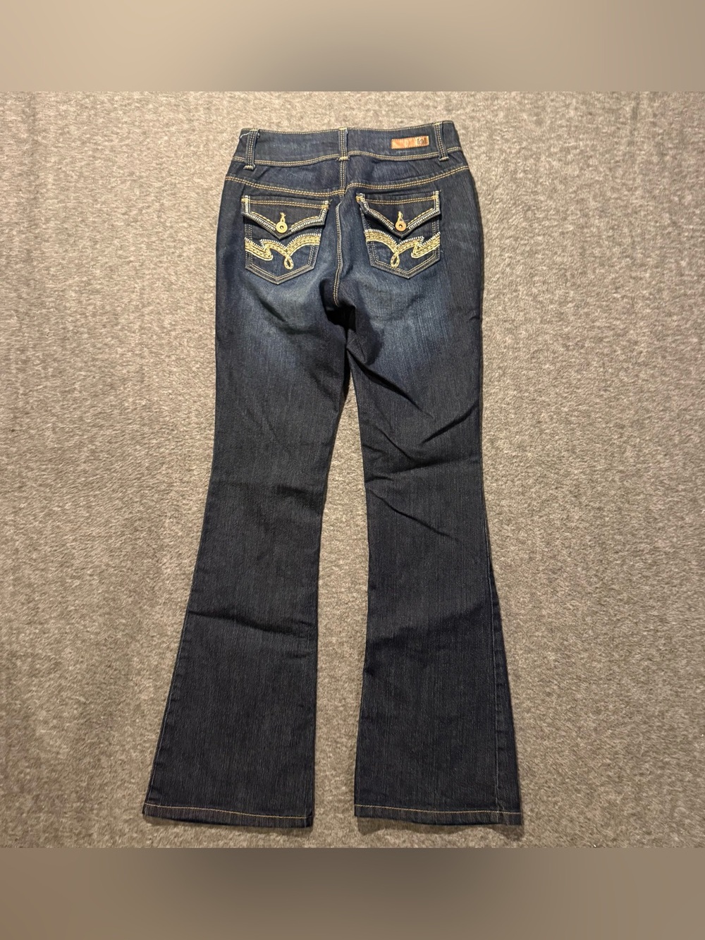 Lei Sophia Hipster Flare Jeans Womens Juniors 3 (fit 25x30.5) blue Flap Pockets